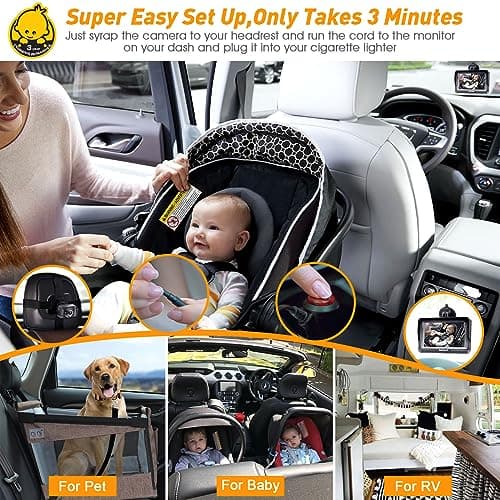 DoHonest Baby Car Camera HD 1080P - Rear-Facing Car Baby Monitor with Night Vision, Adjustable View Angle, Easy Setup, Anti-Glare Display, Safety for Kids & Infants 2