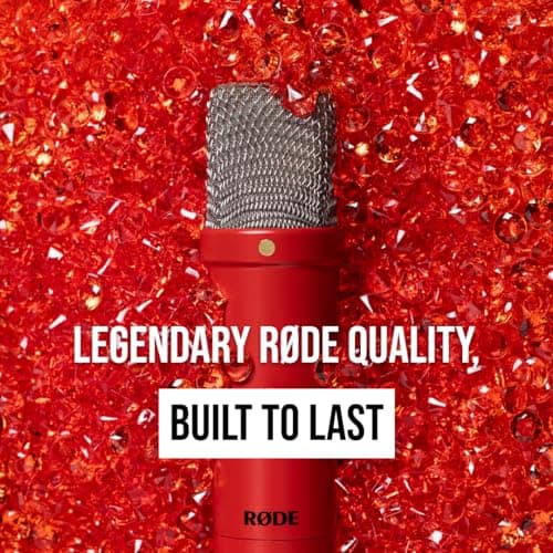 RØDE NT1 Signature Series Large-Diaphragm Condenser Microphone with Shock Mount, Pop Filter and XLR Cable for Music Production, Vocal Recording, Streaming and Podcasting (Red) 5