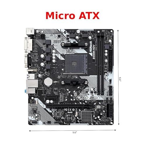 B450M-HDV R4.0 AMD B450 AM4 Socket Ryzen 2000 - 5000 Processors DDR4 3200 64GB HDMI DVI-D D-Sub Motherboard SATA 6Gb/s Micro ATX M.2 2