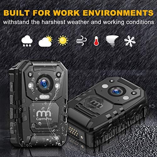 CammPro I826 1296P HD Police Body Camera,128G Memory,Waterproof Body Worn Camera,Premium Portable Body Camera with Audio Recording Wearable,Night Vision,GPS for Law Enforcement 3