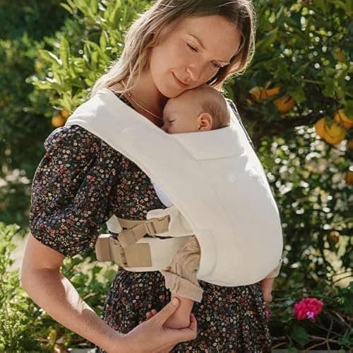 Ergobaby Embrace Baby Carrier Newborn to Toddler - Lightweight Ergonomic Baby Carriers - Cozy Essentials (7-25 Pounds), Ponte Knit, Cream 2