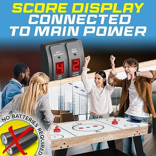 SereneLife 58" Air Hockey Game Table, w/ Built-in Score Tracker & Puck Dispenser, Digital LED Scoreboard & Accessories 4
