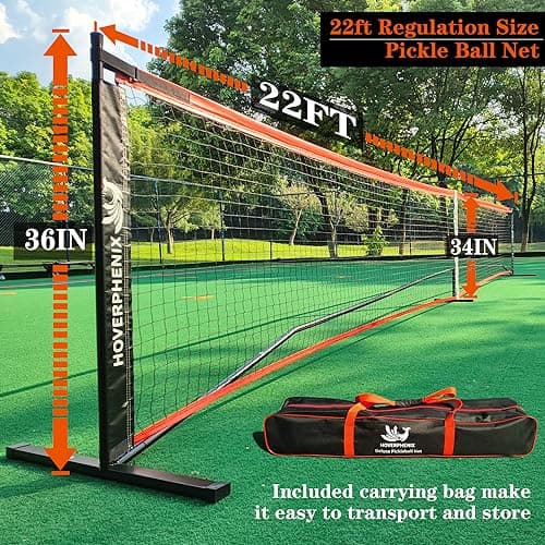 Hoverphenix Pickleball Set with Net for Driveway, Portable Regulation Size Pickleball Net System with Paddle Set of 4, Outdoor Pickleballs, Carry Bag, Weather Resistant Metal Frame 3