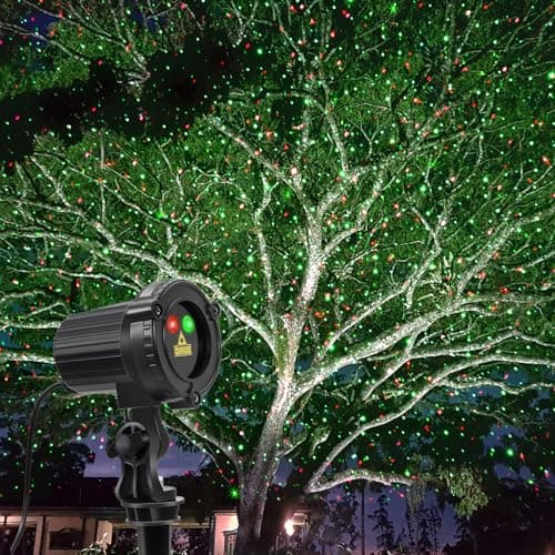 SUNFUCAN Laser Christmas Projector Lights Outdoor, Outdoor Garden Laser Light, Landscape Lights with Red and Green Stars, IP65 Waterproof,Cold Resistant. Suitable for Holiday, Party, Garden Decorati 5