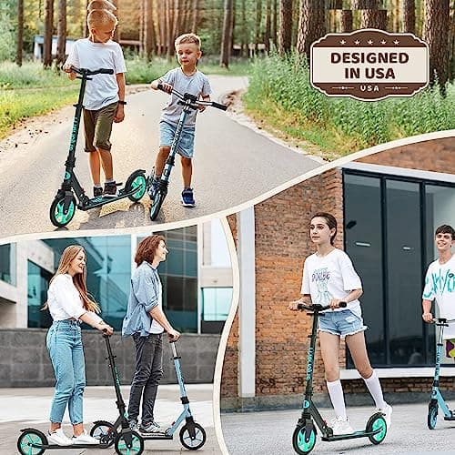 WAYPLUS Aquas Kick Scooter for Kids, Teens & Adults - Foldable, Lightweight, 8-Inch Non-Slip Deck, ABEC9 Bearings, Adjustable Height, Lifetime Service 5
