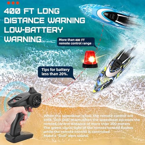 BEZGAR RC Boat, 2 Packs 12 inch Fast Speed RC Boat 30 KPH with A Portable Suitcase for Lakes & Pools & Salt Water, Summer Toys for Adults and Ideal Gifts for Kids Boys Age 6 7 8-12 Years Old - TX2P1 5