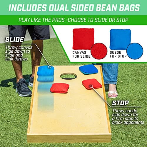 GoSports 4 ft x 2 ft Commercial Grade Cornhole Boards Set - Includes 8 Regulation Tournament Style Bean Bags - Natural 3