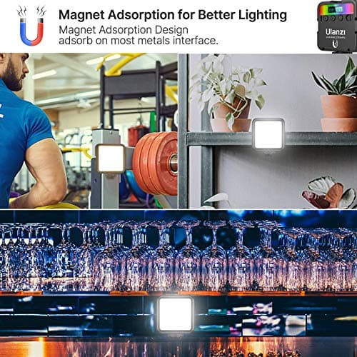 ULANZI VL49 RGB Video Lights, LED Camera Light 360° Full Color Portable Photography Lighting w 3 Cold Shoe, 2000mAh Rechargeable CRI 95+ 2500-9000K Dimmable Panel Lamp Support Magnetic Attraction 4