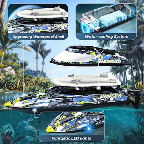 BEZGAR TX123 Remote Control Boats - Fast Speed RC Boat 32+ KPH with A Portable Suitcase for Lakes & Pools & Salt Water, Summer Toys for Adults and Ideal Gifts for Kids Boys Age 6 7 8-12 Years Old 4