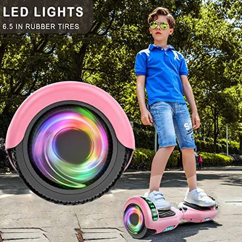 CBD Scooter with Corlorful LED Lights,6.5" Wheels, Dual 300W Motor Scooter for Kids Girls Boys Adults, All Ages(A03-Pink) 4