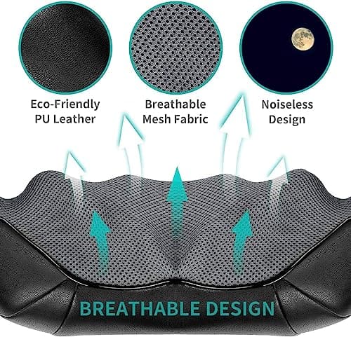 Nekteck Shiatsu Neck and Back Massager with Soothing Heat, Electric Deep Tissue 3D Kneading Massage Pillow for Shoulder Leg Full Body Muscle Pain Relief, Car Office and Home Use 5