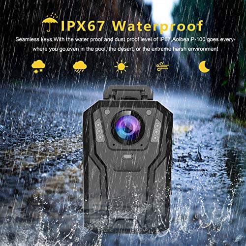Aolbea P100 2K Police Body Camera 64GB Body Cam 12 Hours Continuous Recording USB-C Infrared Night Vision Waterproof Shockproof Lightweight Data-encrypt for Law Enforcement Record 4