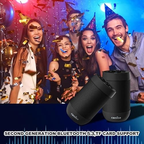 Bluetooth Speaker, Portable Bluetooth Speakers with Wireless Stereo Pairing, Built in Mic, 360° HD Sound,IP65 Waterproof Speaker,Support TF Card, for Home/Party/Outdoor/Beach, Gift For Men/Women-Black 2