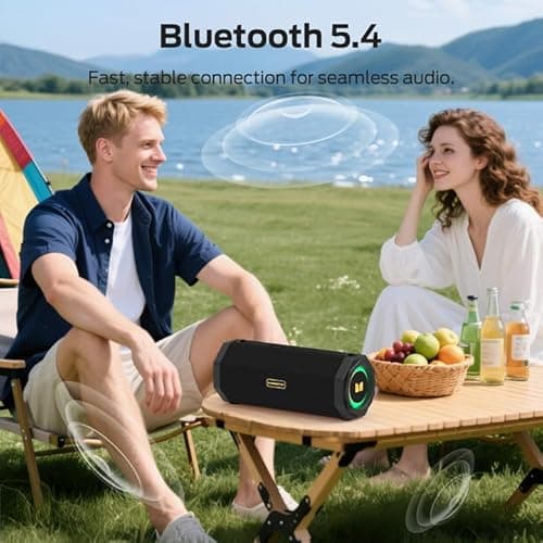 Monster Speaker S200 Wireless Portable Bluetooth Speaker, 24H Playtime, IPX6 Waterproof, 50W Stereo Sound, Bluetooth 5.4, Dual Bass Speakers, Perfect for Home, Parties, and Travel.Black 3