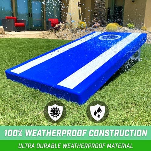 GoSports 4 ft x 2 ft All Weather Outdoor Cornhole Game Set - Heavy-Duty Plastic Weatherproof Boards Includes 8 Bean Bags & Game Rules 3