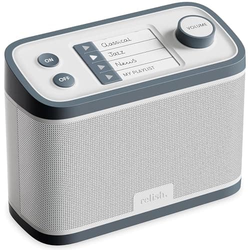 Relish - Simple Portable FM Radio and MP3 Music Player for Seniors, Elderly or Visually Impaired – Large Buttons, Simple Design, Easy to Use